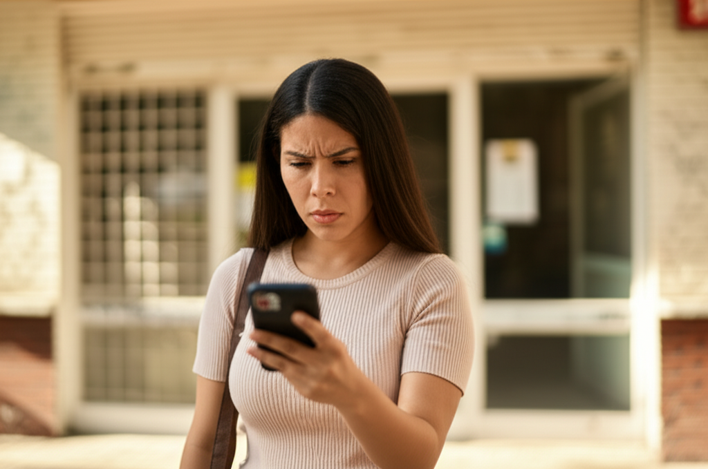 Persona buscando negocio en su celular